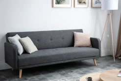 New Miliboo Sofá convertible 3 plazas diseño escandinavo gris oscuro ULLA