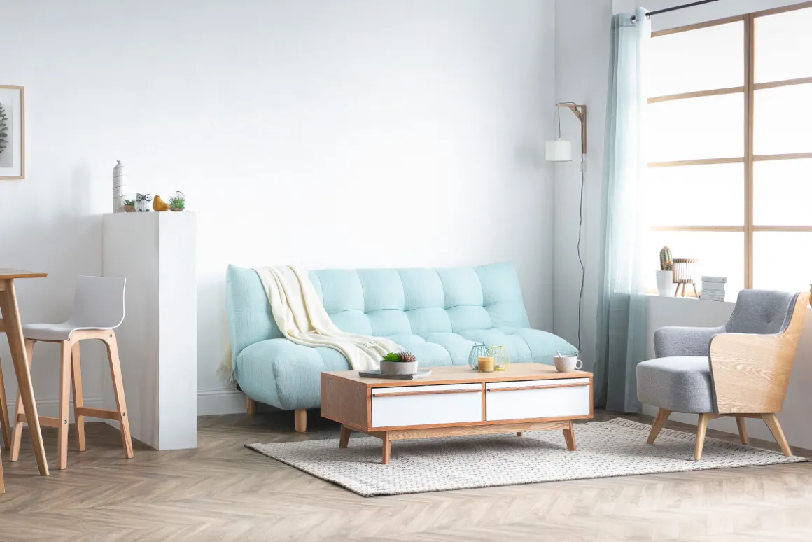 Cheap Miliboo Sofá convertible diseño escandinavo verde agua YUMI