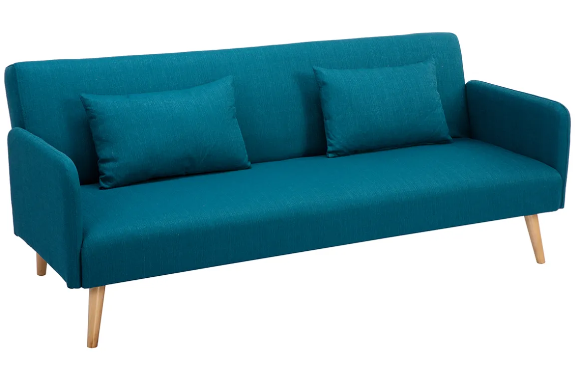 Fashion Miliboo Sofá convertible nórdico 3 plazas azul petróleo LULA