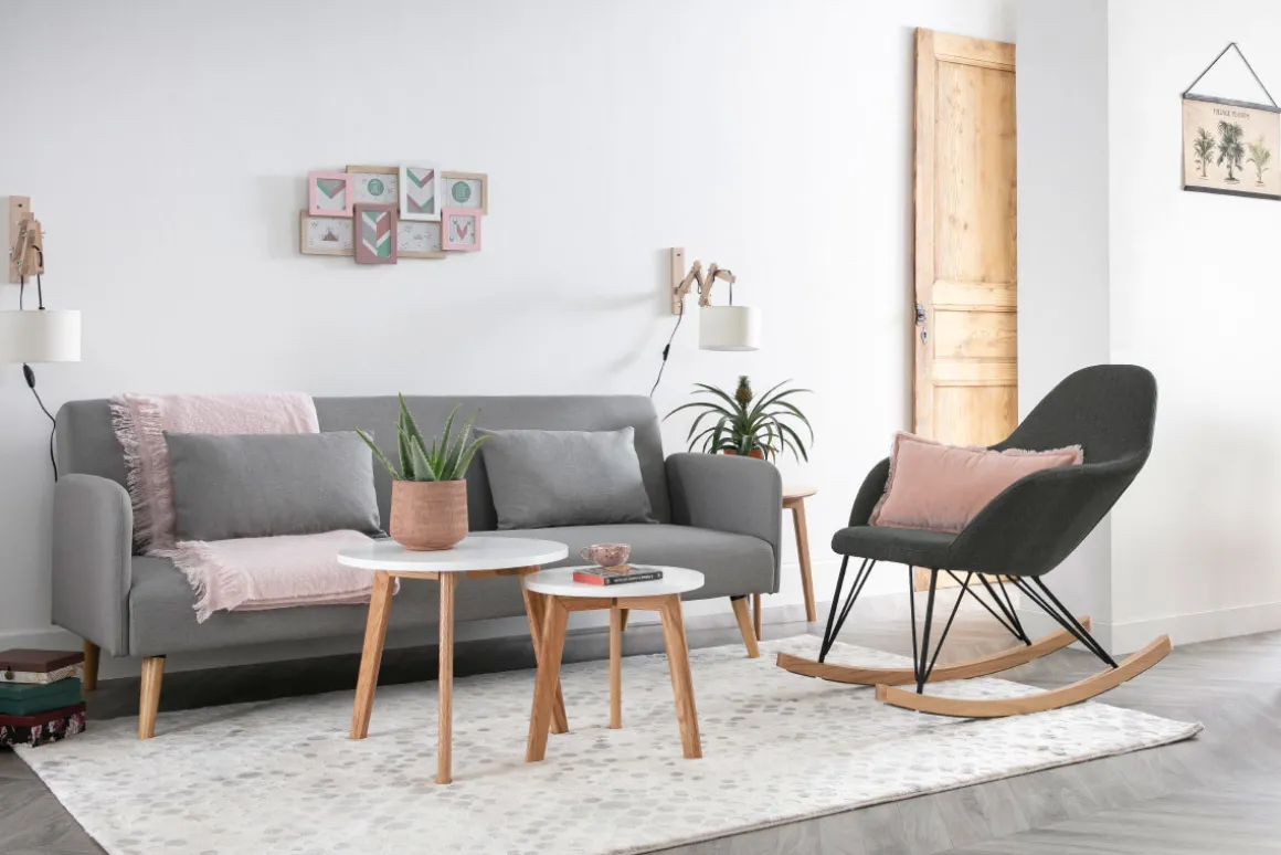 Fashion Miliboo Sofá convertible nórdico 3 plazas azul petróleo LULA