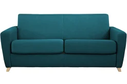Clearance Miliboo Sofá convertible nórdico azul petróleo y madera GRAHAM