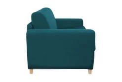 Clearance Miliboo Sofá convertible nórdico azul petróleo y madera GRAHAM