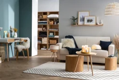 Sale Miliboo Sofá convertible nórdico gris claro y madera GRAHAM
