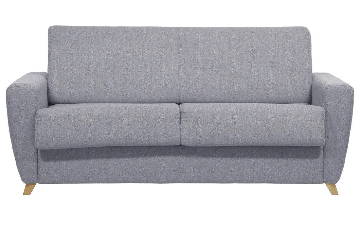 Shop Miliboo Sofá convertible nórdico gris claro y madera GRAHAM