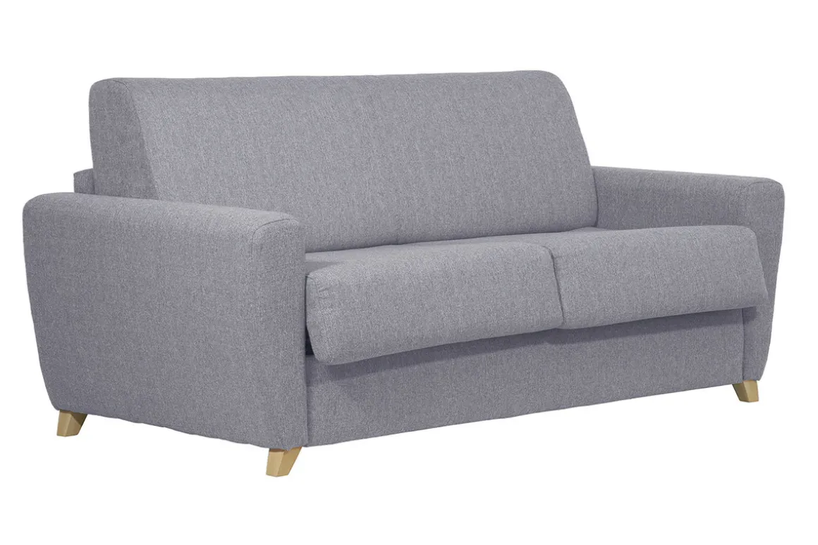 Shop Miliboo Sofá convertible nórdico gris claro y madera GRAHAM