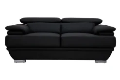 Cheap Miliboo Sofá cuero diseño dos plazas con cabeceros ajustables negro EWING