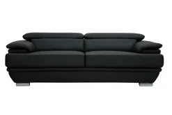 Hot Miliboo Sofá de cuero diseño tres plazas con cabeceros ajustables negro EWING