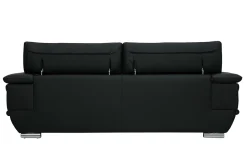 Hot Miliboo Sofá de cuero diseño tres plazas con cabeceros ajustables negro EWING
