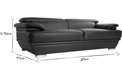 Sale Miliboo Sofá de cuero diseño tres plazas con cabeceros ajustables blanco EWING