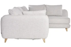 Store Miliboo Sofá de esquina convertible derecho escandinavo de 5 plazas en tejido gris claro jaspeado y madera clara CREEP