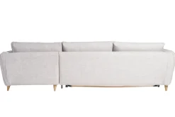 Store Miliboo Sofá de esquina convertible derecho escandinavo de 5 plazas en tejido gris claro jaspeado y madera clara CREEP