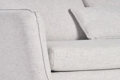 Store Miliboo Sofá de esquina convertible derecho escandinavo de 5 plazas en tejido gris claro jaspeado y madera clara CREEP