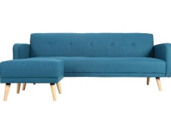 Clearance Miliboo Sofá de esquina convertible escandinavo azul ULLA