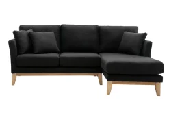 Sale Miliboo Sofá de esquina derecha nórdico en tejido gris oscuro desenfundable OSLO