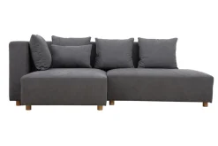 Flash Sale Miliboo Sofá de esquina efecto terciopelo gris HARLEM