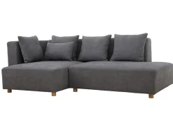 Flash Sale Miliboo Sofá de esquina efecto terciopelo gris HARLEM