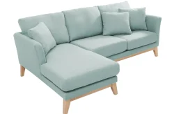 Cheap Miliboo Sofá de esquina izquierda nórdico en tejido azul lago desenfundable OSLO