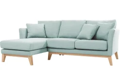 Cheap Miliboo Sofá de esquina izquierda nórdico en tejido azul lago desenfundable OSLO