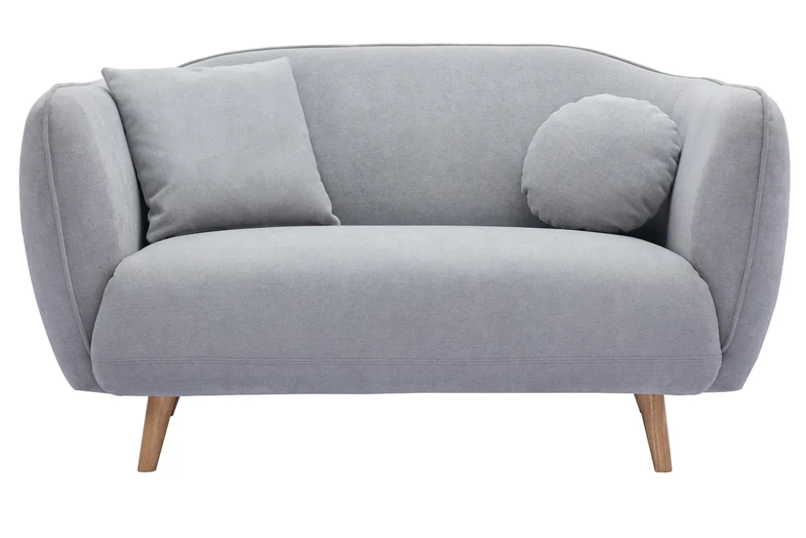 Cheap Miliboo Sofá de estilo nórdico de tejido efecto aterciopelado gris claro de 2 plazas FOLK