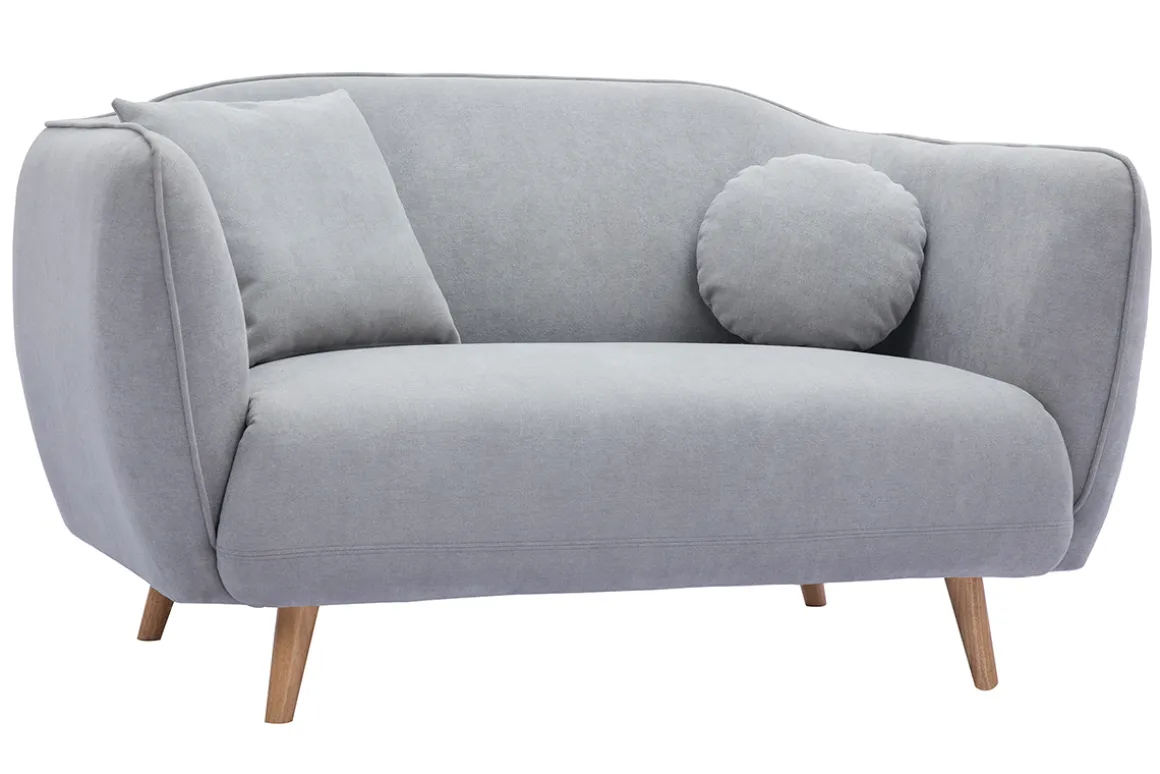 Cheap Miliboo Sofá de estilo nórdico de tejido efecto aterciopelado gris claro de 2 plazas FOLK