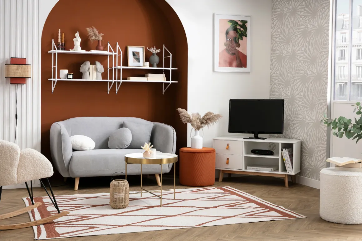 Cheap Miliboo Sofá de estilo nórdico de tejido efecto aterciopelado gris claro de 2 plazas FOLK