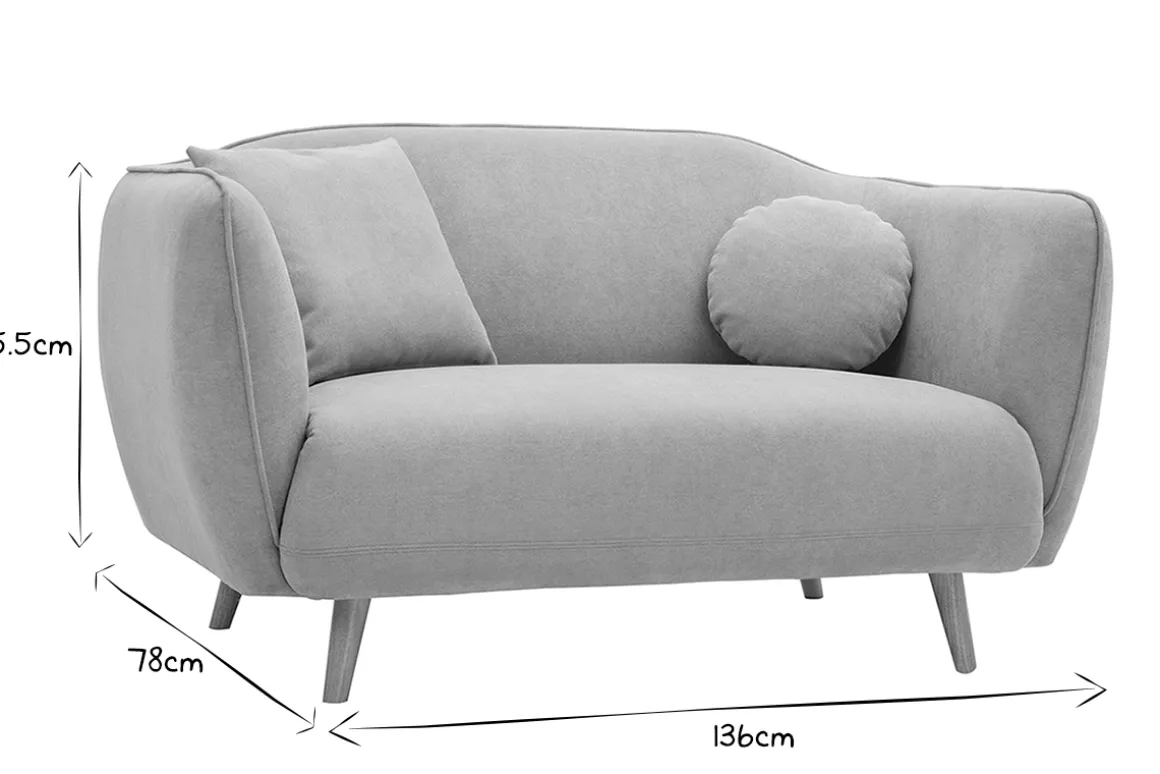 Cheap Miliboo Sofá de estilo nórdico de tejido efecto aterciopelado gris claro de 2 plazas FOLK
