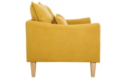 Best Sale Miliboo Sofá de estilo nórdico tejido amarillo mostaza con efecto aterciopelado 2 plazas KATE