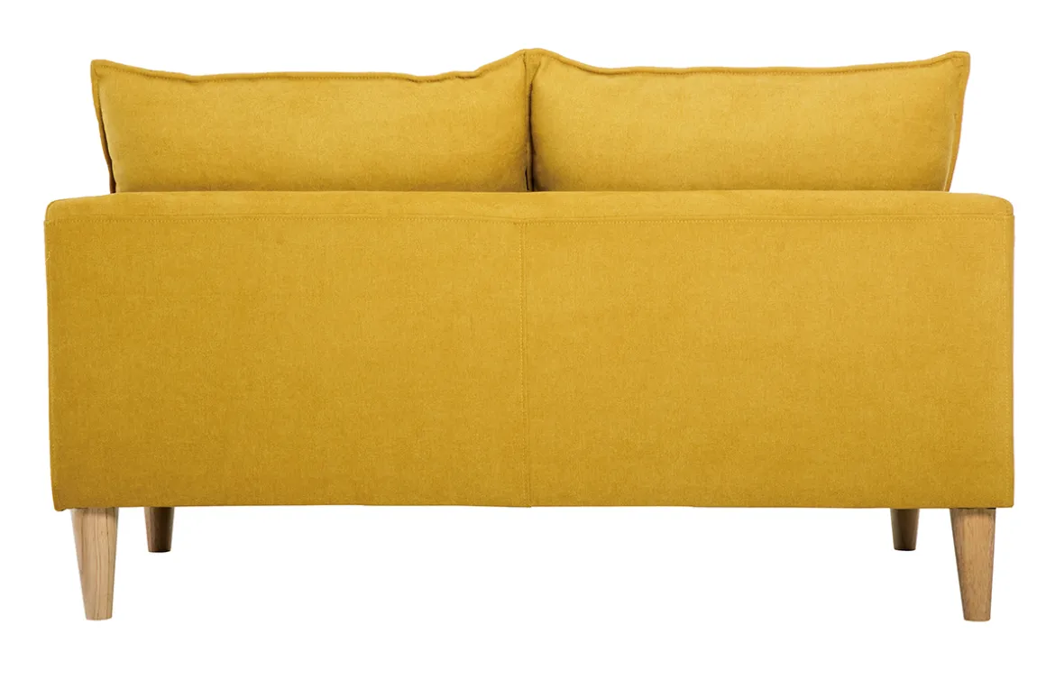 Best Sale Miliboo Sofá de estilo nórdico tejido amarillo mostaza con efecto aterciopelado 2 plazas KATE