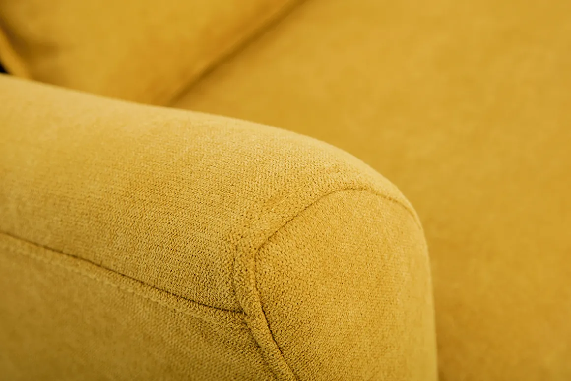 Best Sale Miliboo Sofá de estilo nórdico tejido amarillo mostaza con efecto aterciopelado 2 plazas KATE
