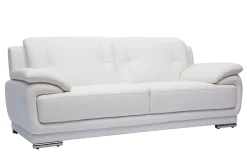 Clearance Miliboo Sofá de piel de búfalo de diseño 3 plazas blanco TAMARA