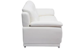 Clearance Miliboo Sofá de piel de búfalo de diseño 3 plazas blanco TAMARA