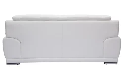 Clearance Miliboo Sofá de piel de búfalo de diseño 3 plazas blanco TAMARA