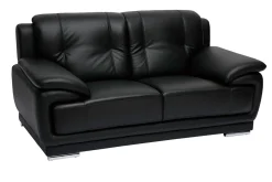 Sale Miliboo Sofá de piel de búfalo de diseño 2 plazas negro TAMARA