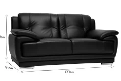 Sale Miliboo Sofá de piel de búfalo de diseño 2 plazas negro TAMARA