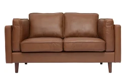 Outlet Miliboo Sofá de piel de búfalo 2 plazas vintage marrón BRADLEY