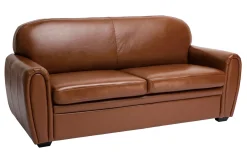 Outlet Miliboo Sofá de piel 3 plazas vintage marrón CLUB