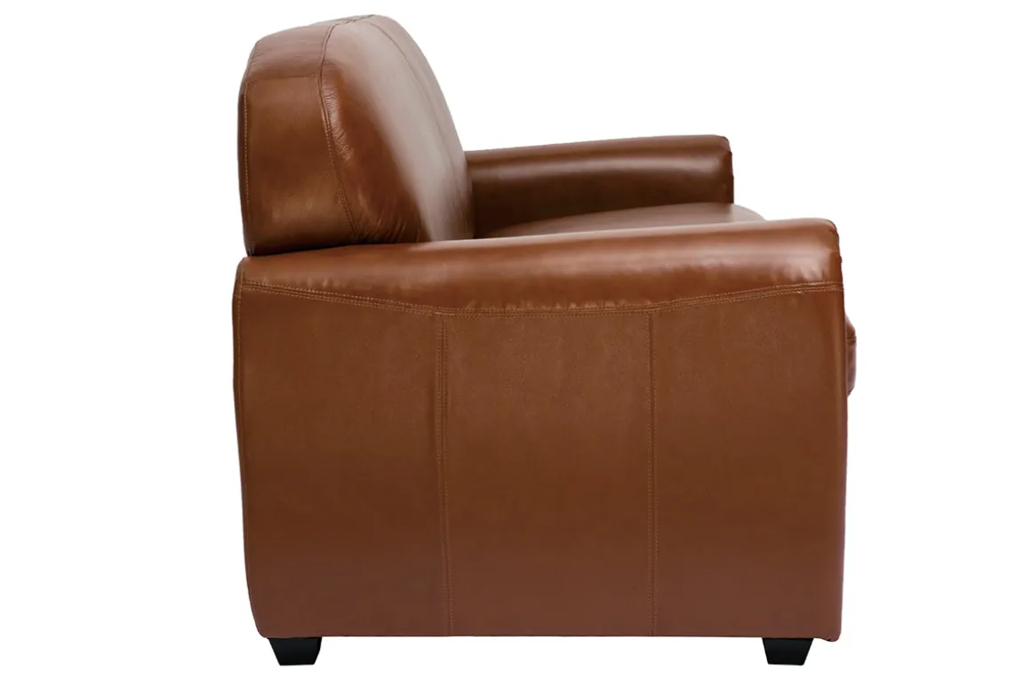 Outlet Miliboo Sofá de piel 3 plazas vintage marrón CLUB
