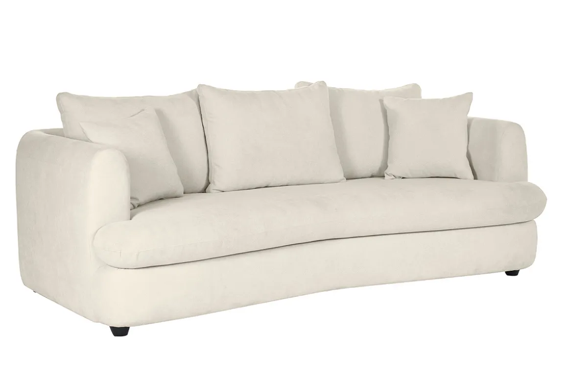 New Miliboo Sofá desenfundable de 3-4 plazas diseño de haba en tela de terciopelo beige claro SACHA