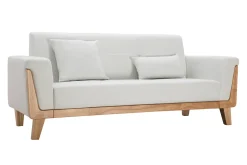 Clearance Miliboo Sofá diseño 3 plazas blanco roto patas madera FJORD