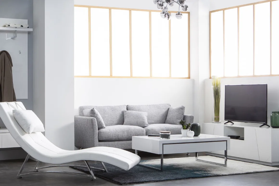 Discount Miliboo Sofá diseño 3 plazas diseño gris claro VOLUPT