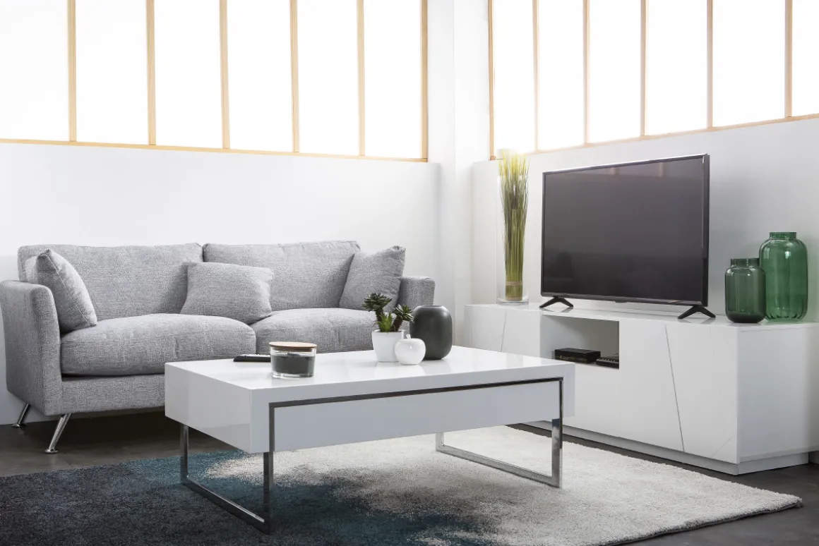 Discount Miliboo Sofá diseño 3 plazas diseño gris claro VOLUPT