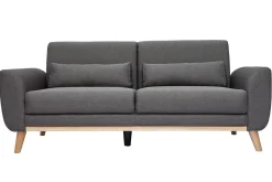 Flash Sale Miliboo Sofá diseño 3 plazas tejido gris oscuro patas roble EKTOR