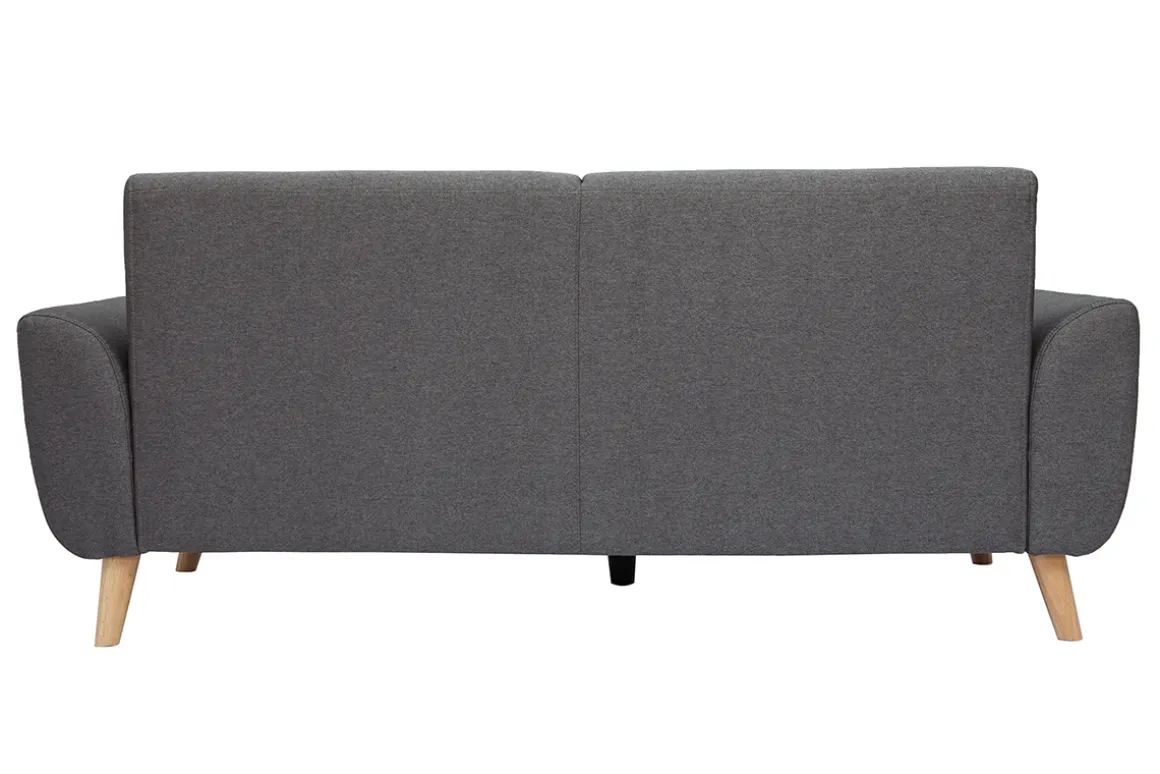 Flash Sale Miliboo Sofá diseño 3 plazas tejido gris oscuro patas roble EKTOR