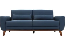 Best Miliboo Sofá diseño 3 plazas tejido azul patas roble EKTOR