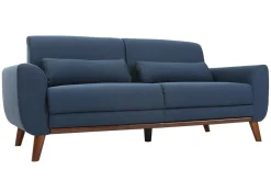 Best Miliboo Sofá diseño 3 plazas tejido azul patas roble EKTOR