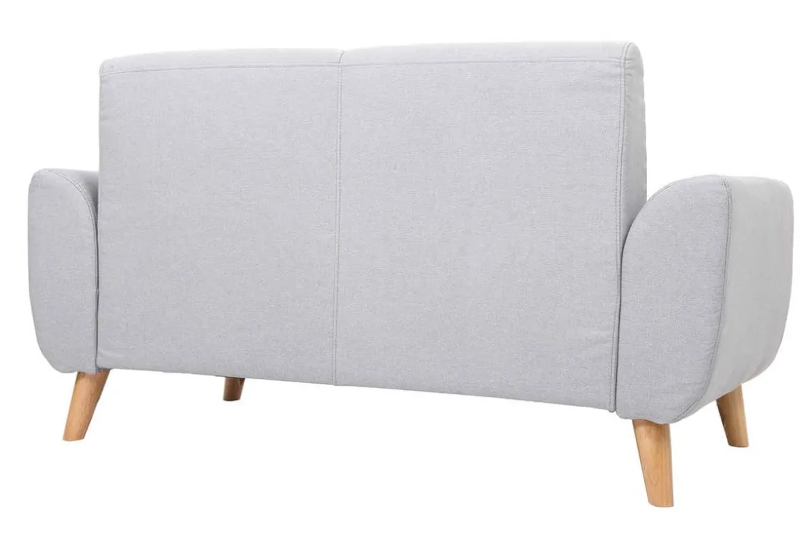 Clearance Miliboo Sofá diseño 2 plazas tejido gris y patas en roble EKTOR