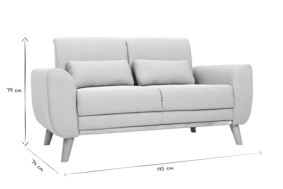 Clearance Miliboo Sofá diseño 2 plazas tejido gris y patas en roble EKTOR