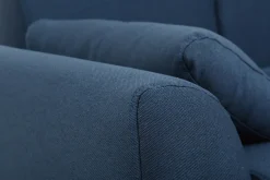 Best Sale Miliboo Sofá diseño 2 plazas tejido azul y patas nogal EKTOR