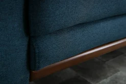 Best Sale Miliboo Sofá diseño 2 plazas tejido azul y patas nogal EKTOR