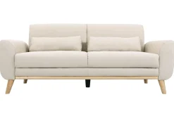 Hot Miliboo Sofá diseño 3 plazas tejido natural patas roble EKTOR